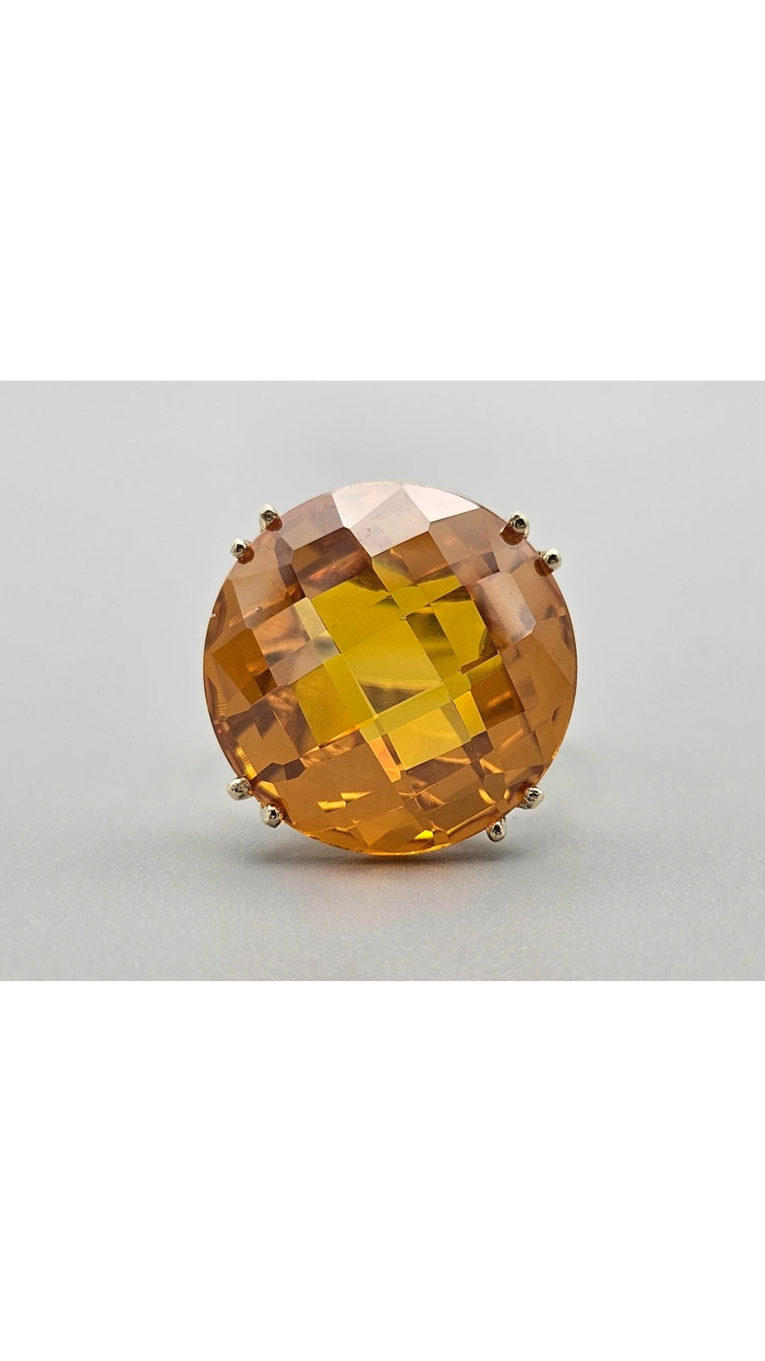 Geen merk Vintage Italiaans Cocktailring Art Deco 9K Yellow Gold Citrien product view 2