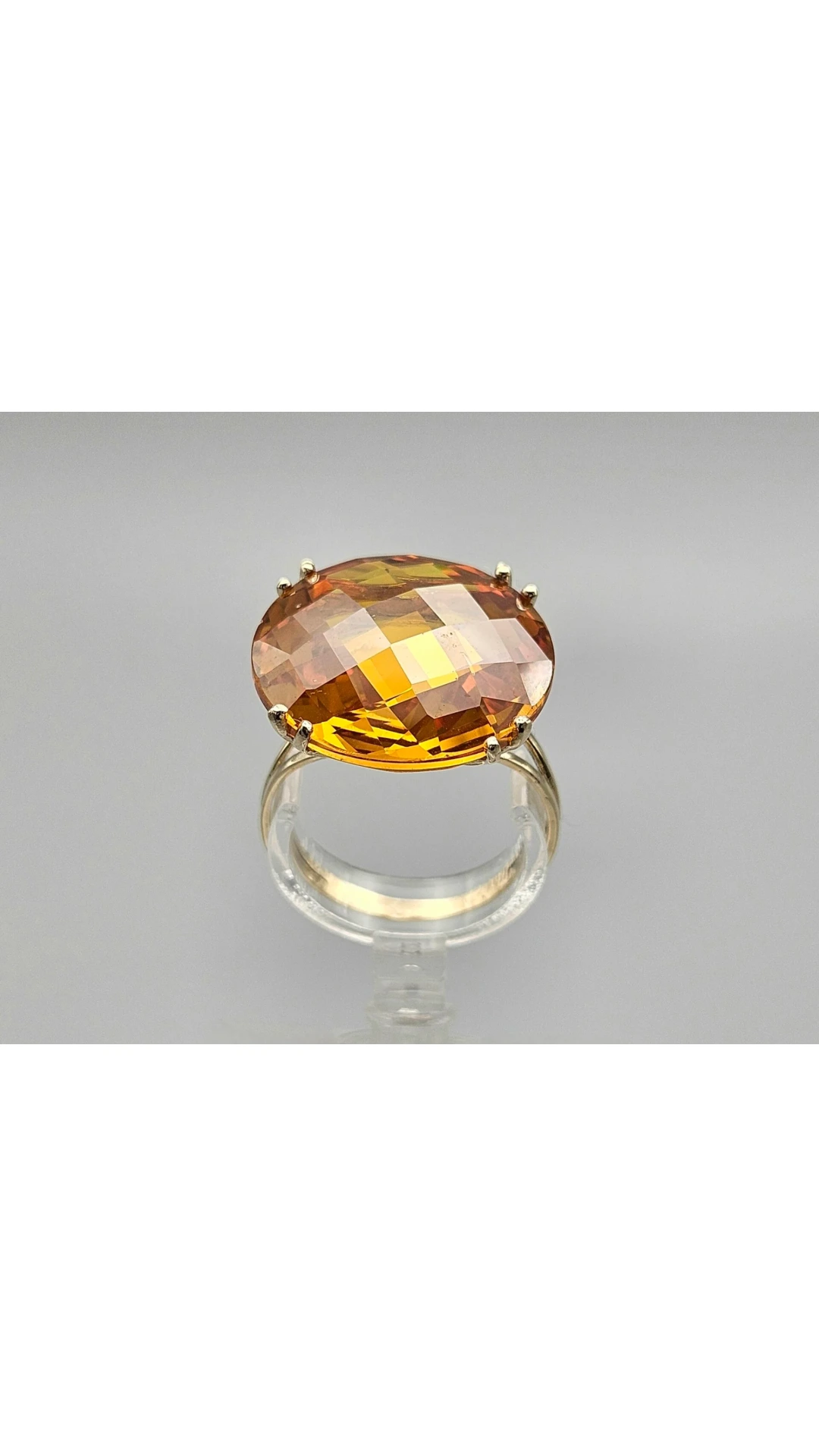 Geen merk Vintage Italiaans Cocktailring Art Deco 9K Yellow Gold Citrien product view 4